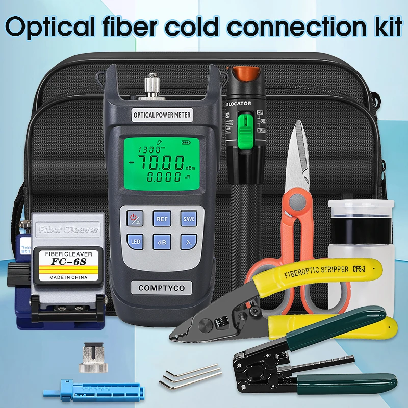 COMPTYCO FTTH Fiber Optic Tool Kit with Fiber Fibra Optica Power Meter and 10mW Visual Fault Locator AUA-6S FTTH tool