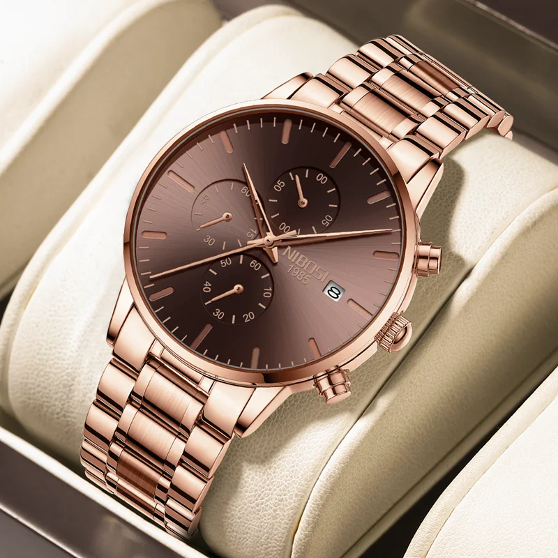 

NIBOSI Watch Luxury Man Quartz Top Brand Luminous Chronograph Wristwatches Stainless Steel Waterproof Date Calendar Reloj Hombre