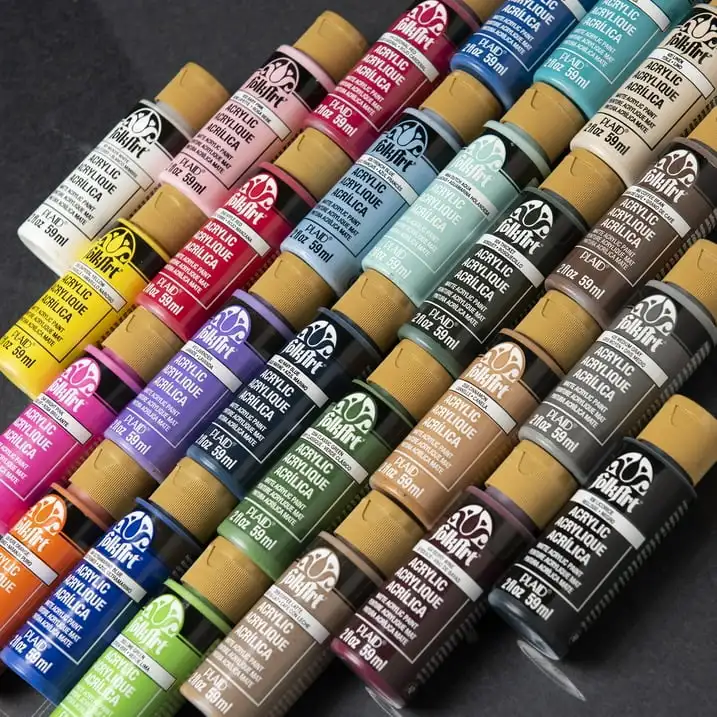 FolkArt Let's Paint Live Set Cat dan Kuas Kerajinan Akrilik, 34 Buah