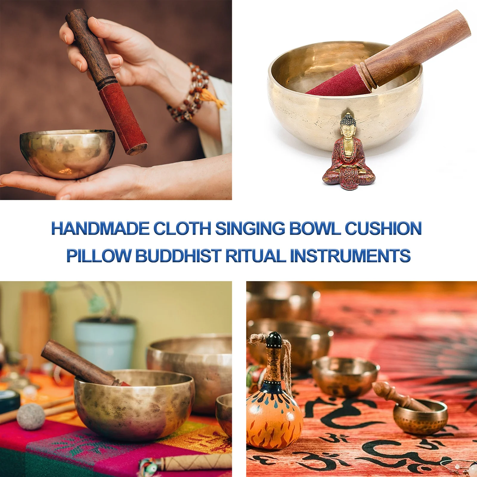チベットのシンギングボウルクッション赤い布パッド瞑想ヨガサウンドヒーリングセラピー仏教儀式楽器用