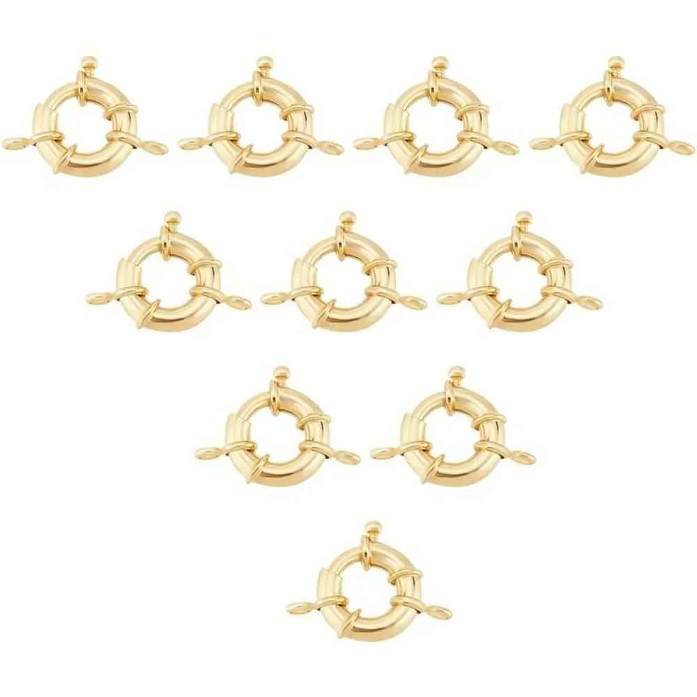 

10 шт., настоящие латунные пружинные застежки для колец, круглые застежки для колец, фурнитура для ожерелья «сделай сам», ножные браслеты, изготовление ювелирных изделий
