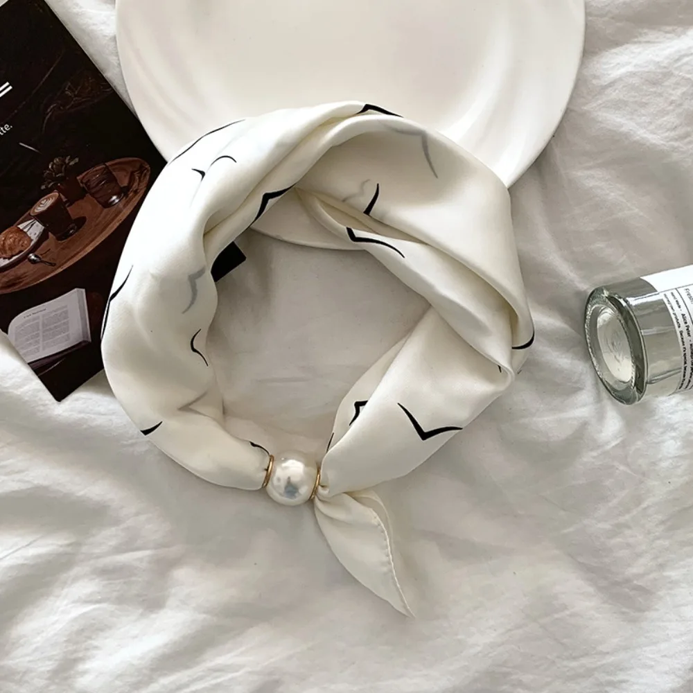 Flor pérola fivela magnética cachecol impressão cachecóis preto branco listra bolinhas cachecol acessórios de roupas