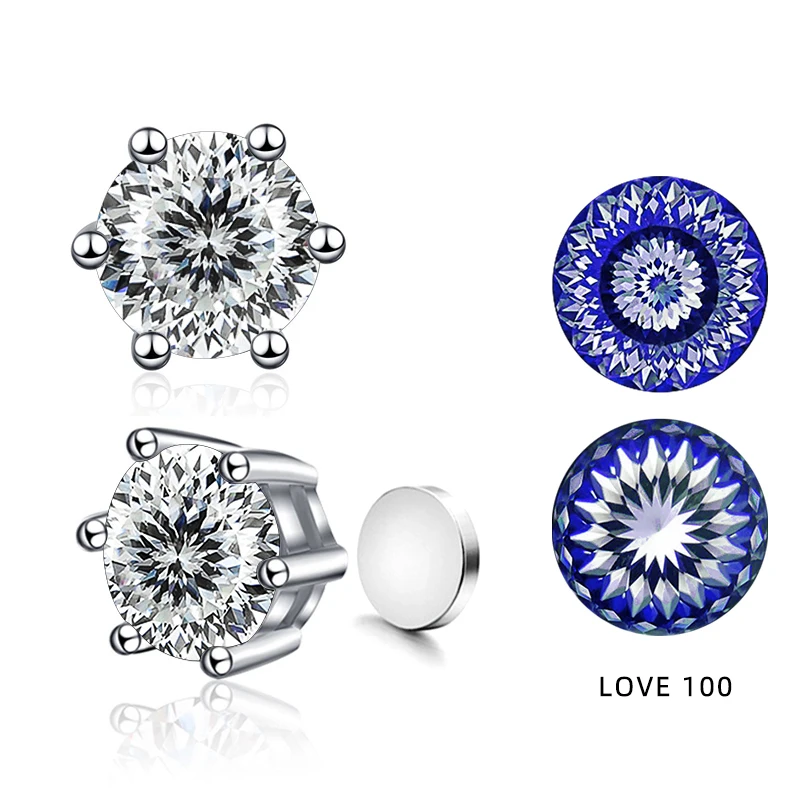 BIJOX STORY Sakura Love 100 Plum Blossom Cuttings Moissanite Magnet Stud Earrings for Female 925 Sterling Silver Party Earrings