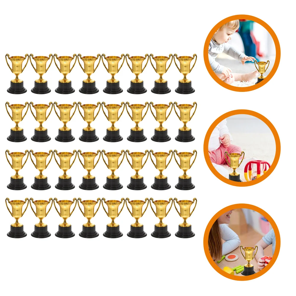 32pcs Plastic Golden Mini Trophy Award Toys Prizes For Kids Birthday Party Favors Kindergarten Rewards Trophy Model