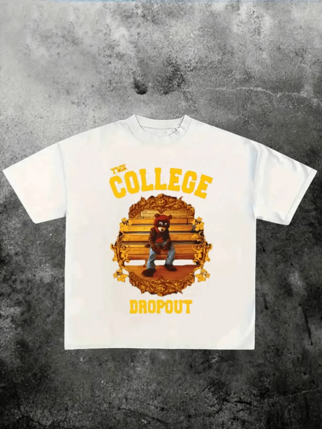 تي شيرت قطني سميك مع تصميم التسرب للكلية تي شيرت جرافيك للرجال على طراز الشارع Y2K Fashion Harajuku College Style #1