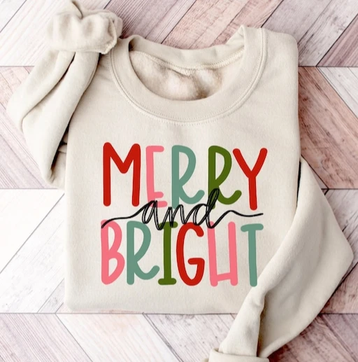 

Merry and Bright Sweatshirt Family Christmas for Lady Unique Gift Harajuku Streetwear Aesthetic New Arrival Printed Hoodies