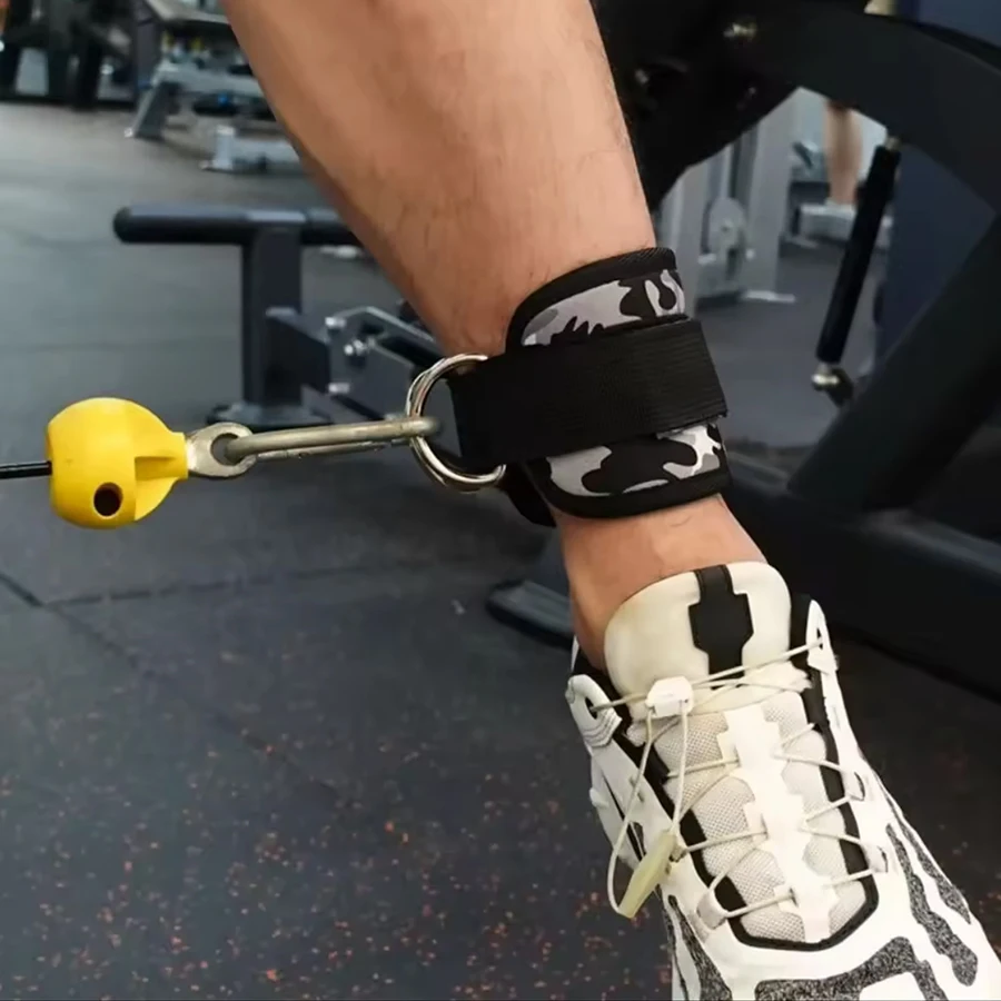 Punhos de pulso de tornozelo acolchoados ajustáveis, tiras acolchoadas, anel D, bututa, para máquina de cabo, ideais para exercícios de glúteos