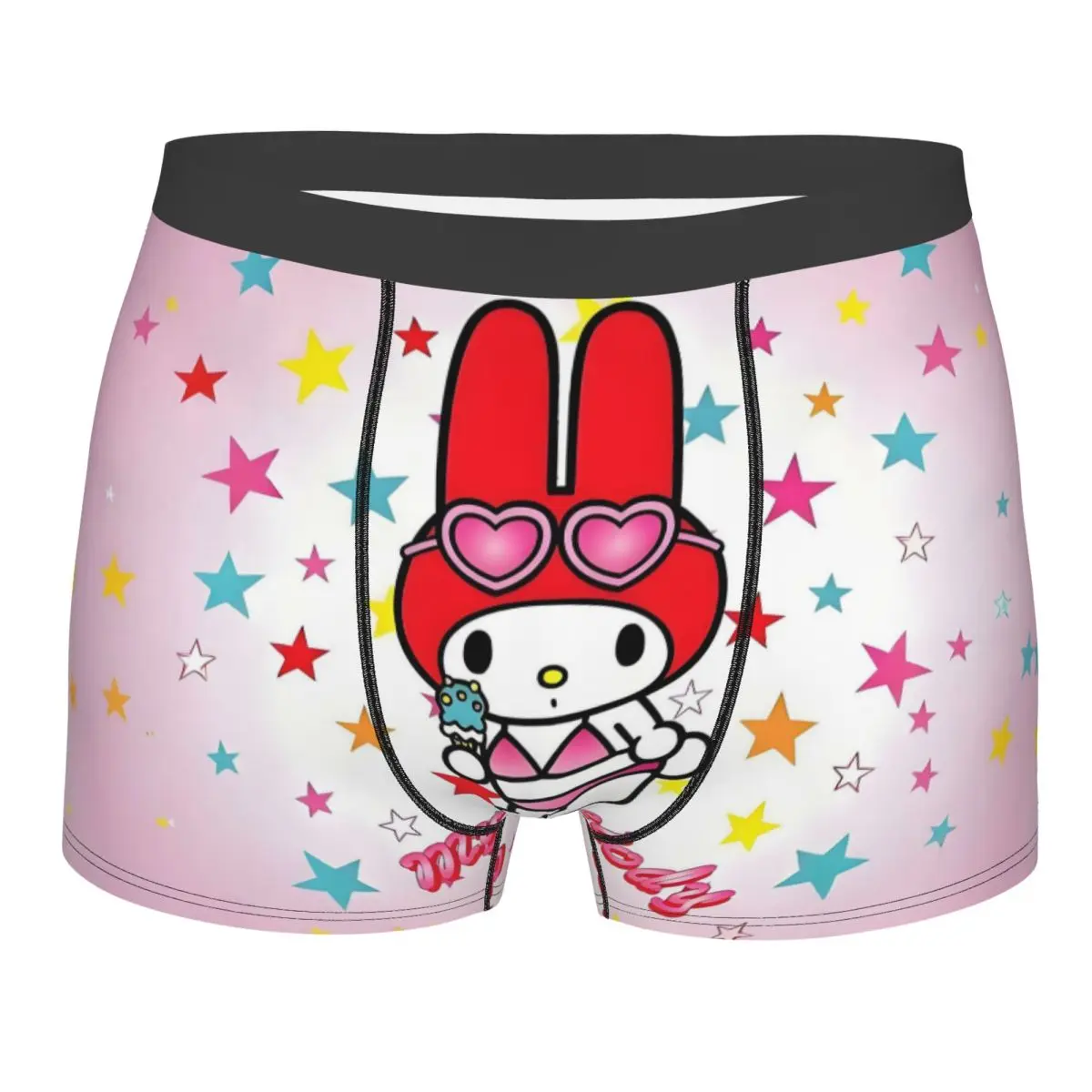 

Нижнее белье в стиле аниме Sanrio My Melody по индивидуальному заказу, мужские трусы-боксеры с милым мультяшным принтом, шорты, дышащие трусы