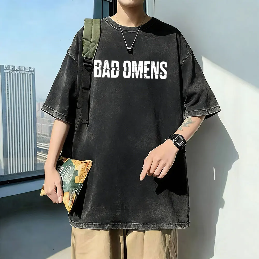 

Bad Omens Do You Feel Love Tour 2026 Retro Washed T-shirt Men Women Vintage Rock Gothic Style T-shirts Male Oversized T Shirts