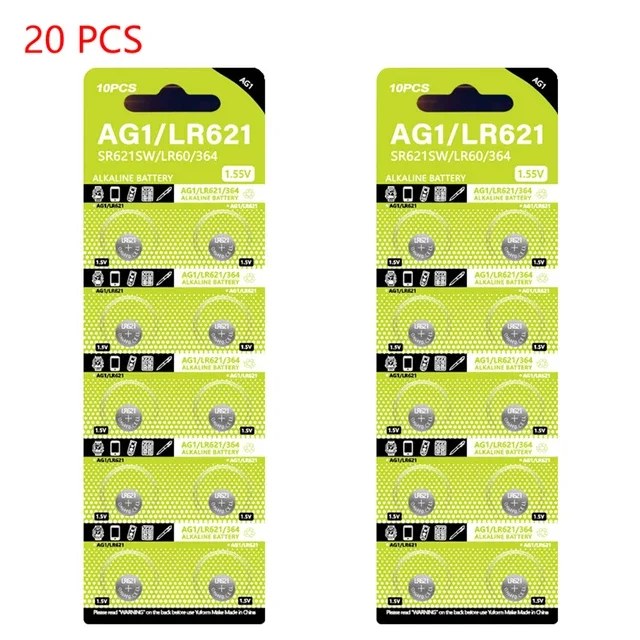 Batería alcalina AG1 LR621 364 V364 164 531 SR621 SR621SW SR60 CX60 1,55 V para reloj, llave de coche, botón de juguete remoto, celda de moneda