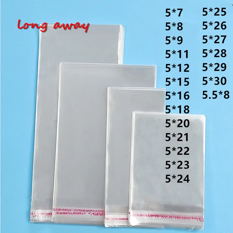 Width 5cm Long Transparent Self Sealing Small Poly OPP Plastic Bags Jewelry Gift Packing Chopsticks Packaging Bag