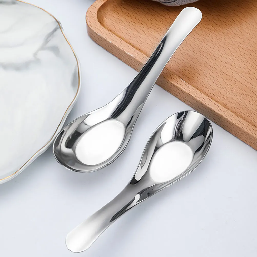 

6 Pcs Mirror Finish Stainless Steel Large Spoons for Serving Soup Kitchen Tool 304 Material Easy Cleaning