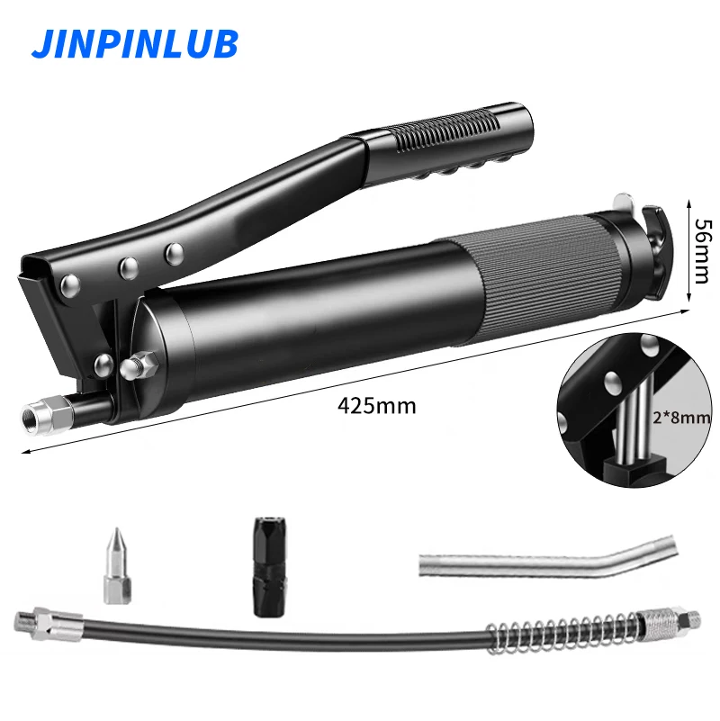 JINPINLUB KVT 600mL Manual High Pressure Grease Filler Industrial Grade Double Rod Self-Priming Hand Grease Gun
