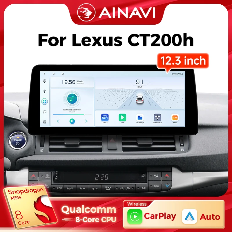 Ainavi 12,3 Zoll Für Lexus CT200h 2010 2012 2013 2014 2017 2020 Drahtlose Carplay Android Auto Radio Auto 2 Din multimedia-Player