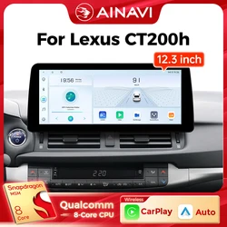 Ainavi 12.3 Inch For Lexus CT200h 2010 2012 2013 2014 2017 2020 Wireless Carplay Android Auto Radio Car 2 Din Multimedia Player