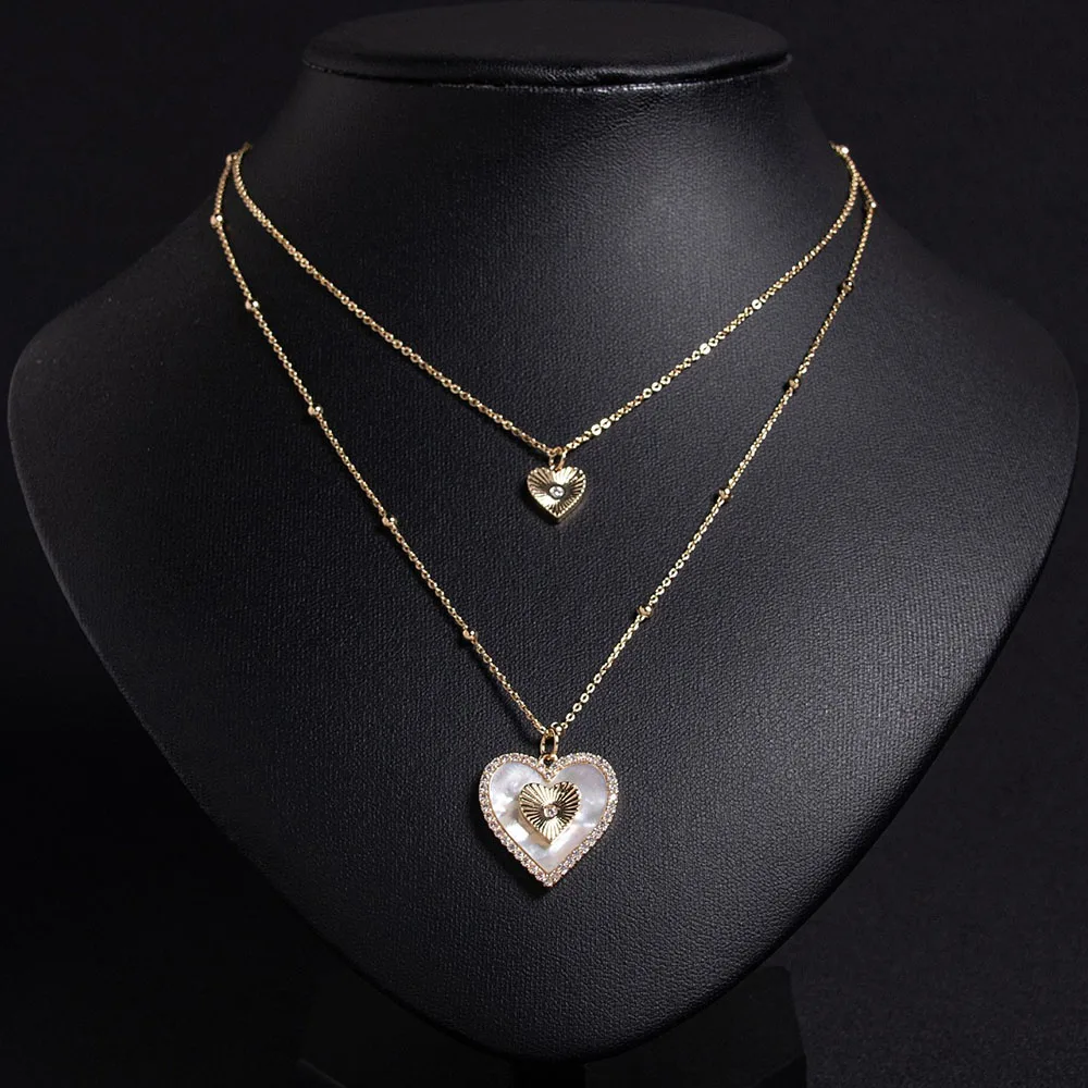 HIBRIDE Simple Pretty Heart Necklace Ladies Bridal Dress Jewellery Zirconia Set Party Wedding Twinkle Hundred Gifts Daily A-3