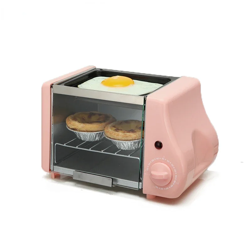 110V/220V Mini Electric Oven Roast Grill Toaster Cake Bread Maker Steak Fried Eggs Omelette Frying Pan Timer Breakfast Machine