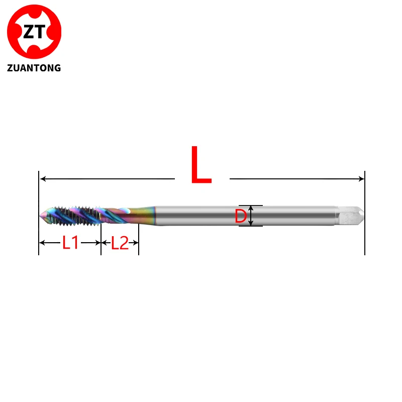 

ZUANTONG HSSE-M35 M6-M16 Спиральные метчики с длинным хвостовиком 80мм 100мм 120мм 150мм с покрытием White/TC50/TIN/TICN для нарезания резьбы