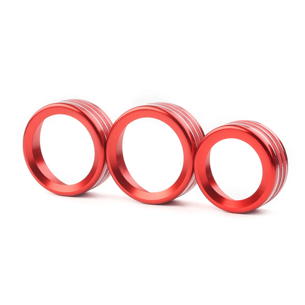 3Pcs Car Interior Central Control Air Condition Switch Knob Ring AC Cover Trim For Alfa Romeo Giulia Stelvio 2017 2018 2019 2020 image 3