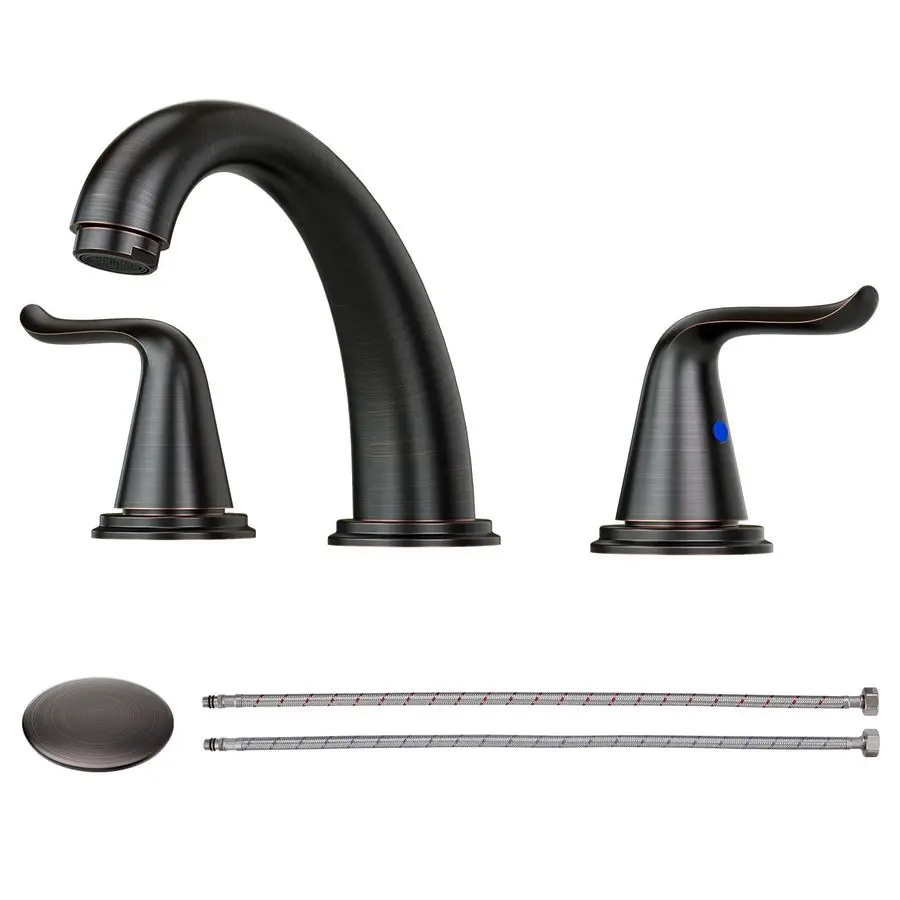 

Widespread Bathroom Faucet Oiled Rubbed Bronze Bathroom Sink Faucet 3 Hole Vanity Faucets 2 Handle Basin Faucet 8 Inch Mixer Tap