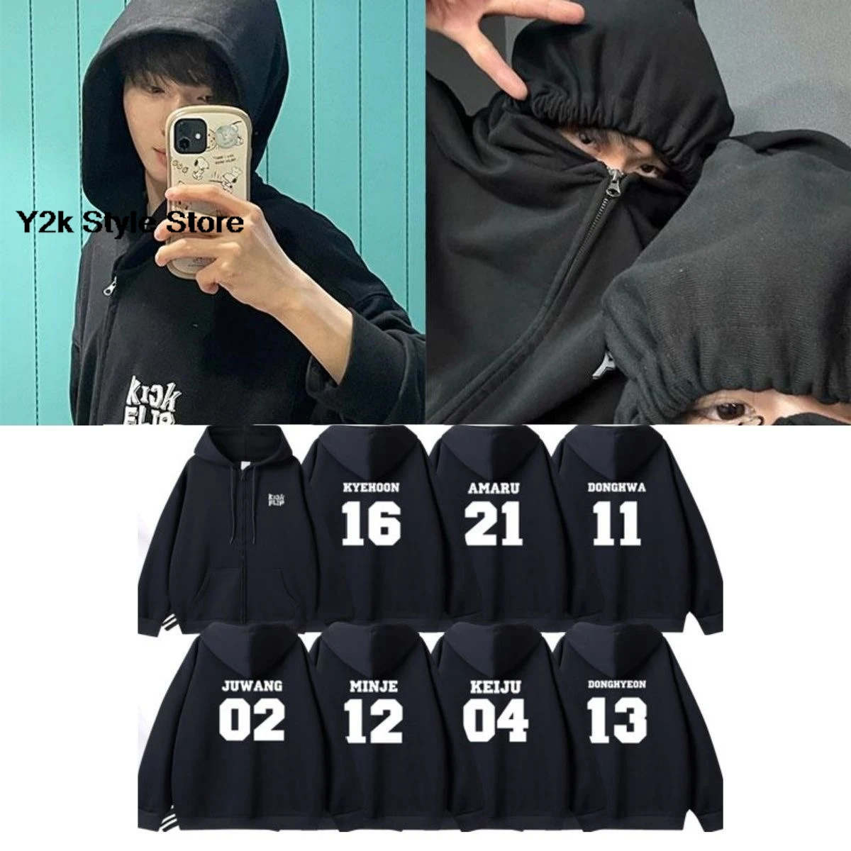 KickFlip Rits Hoodies Flip It Kick It MINJE KYEHOON Dezelfde Letter Print Sweatshirt Hoge Kwaliteit Herfst Hoodie Kpop Fans Kleding