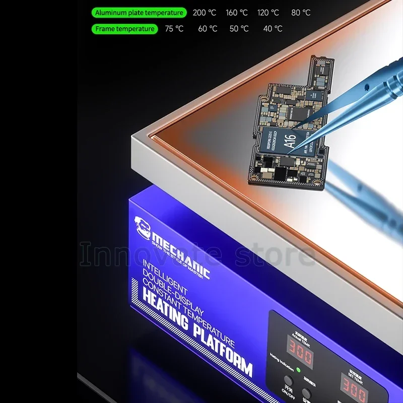 Piattaforma di riscaldamento MECCANICO HT-34 Stazione di riscaldamento termostatico intelligente a doppio display per la rimozione dello schermo Preriscaldatore a strati