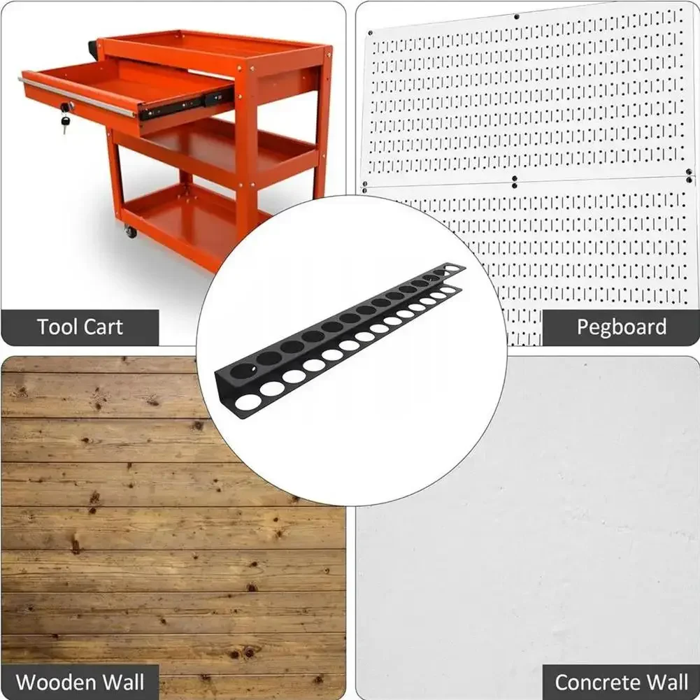 Wall-mounted 14-hole Hardware Tool Storage Rack Hammer/pliers/screwdriver Manual Tools Organizer Storage Base Stand