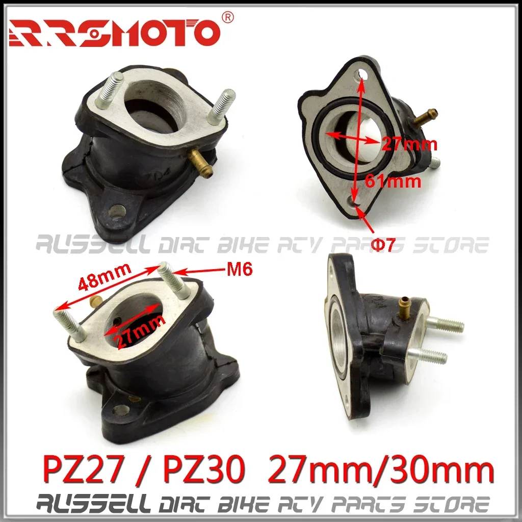 PZ27 PZ30 27mm 30mm adaptador de goma de carburador tubo colector de entrada para 200cc 250cc ATV Zongshen Shineray Hisun Quad Buggy