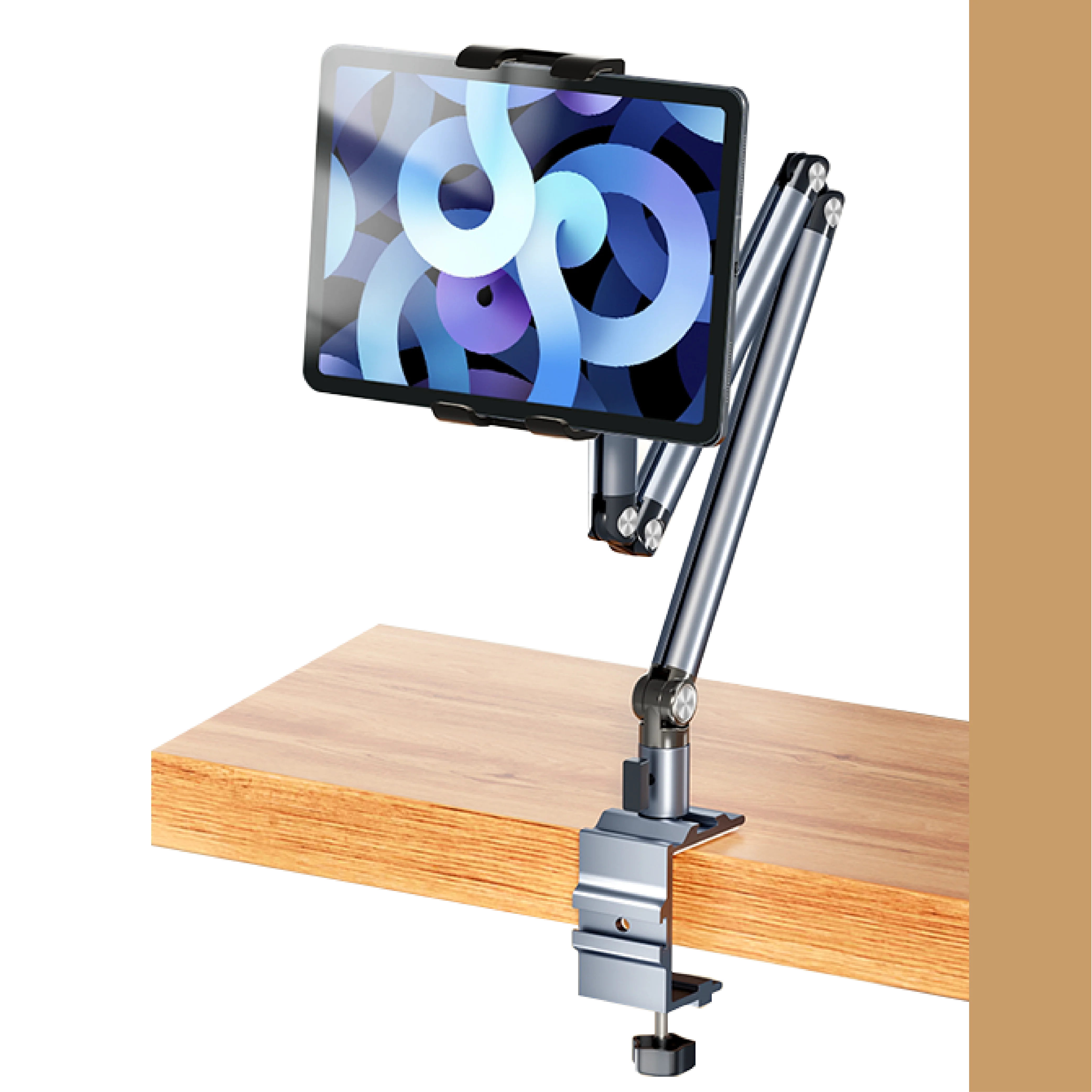 Kimdoole Adjustable Tablet Stand Foldable Aluminum Universal Flexible Holder 360 Degree Rotation for 4.5-12.9 Inches Devices