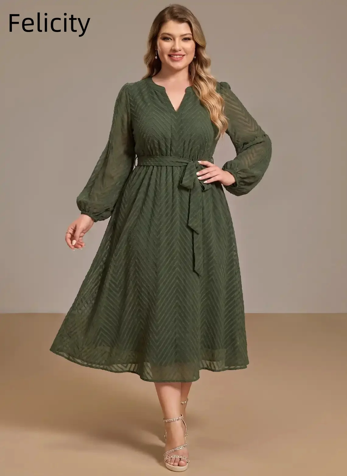 Plus Size Green Mother of The Bride Dresses 2026 Long Sleeves Midi Prom Dress Tea-Length Elegant Wedding Guest Dress Customized