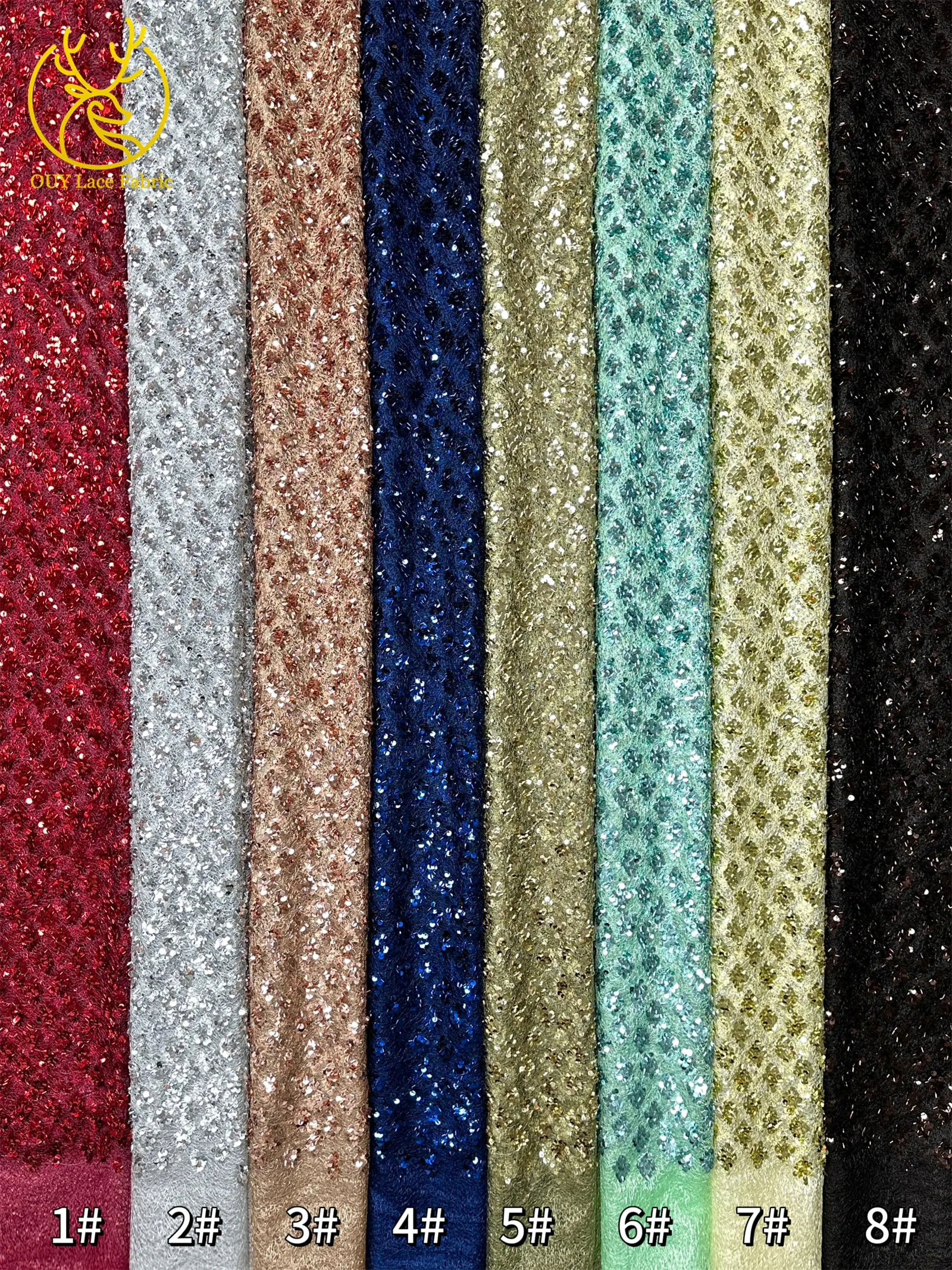 Neuester eleganter französischer Pailletten-Spitzenstoff 2026 Afrikanischer nigerianischer Spitzenstoff, geeignet für Damen-Partykleider und Hochzeitskleider – Detail 26
