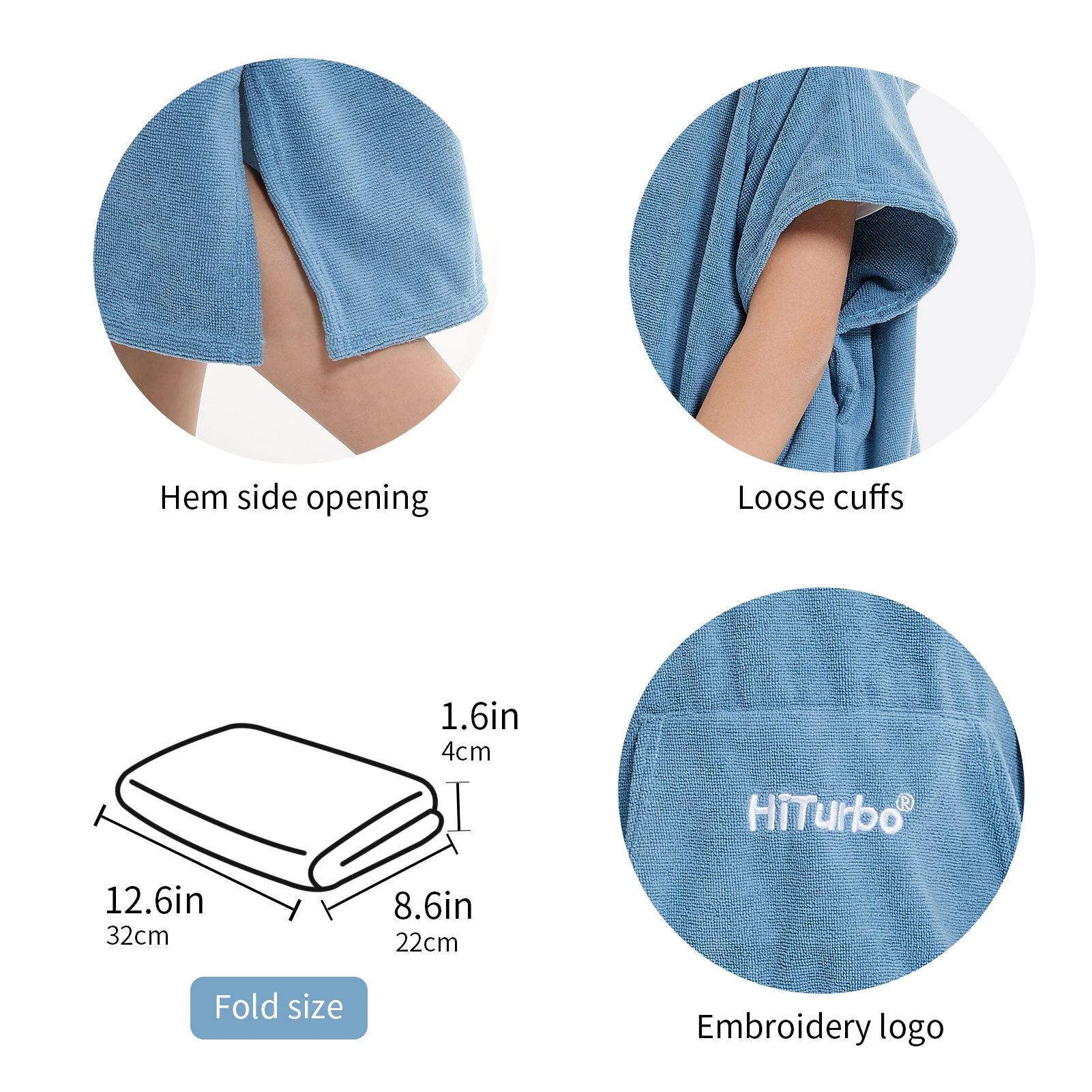 Hiturbo Kinder-Schwimmhandtuch mit Kapuze, Surf-Poncho, Wickelmantel, schnell trocknendes Mikrofaser-Wickeltuch mit Tasche und Kapuze – Detail 8
