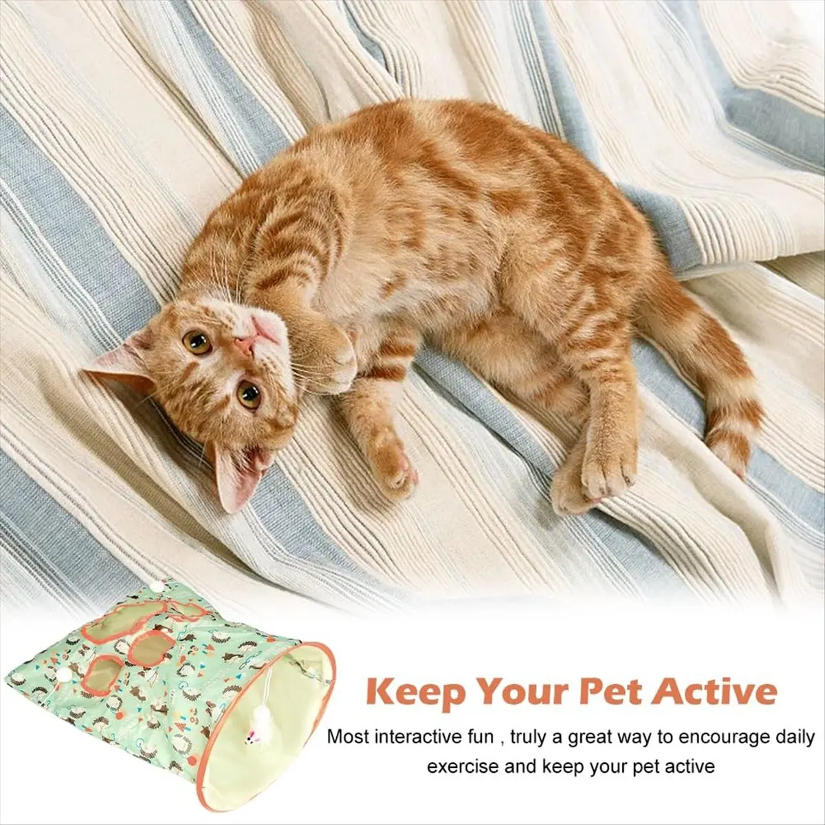 MALL Cat Tunnel Bag for Indoor Cats, Crinkle Bag Toy Cat & Hamsters Play Tunnel Toy, Pet Foldable Tunnel Crinkle Sack Bag