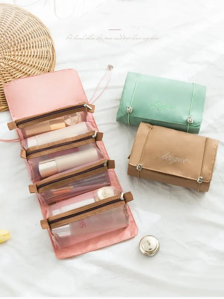 4-in-1-Make-up-Taschen, abnehmbare Kosmetiktasche, tragbar, große Kapazität, tragbar, faltbar, für Reisen, Kosmetika, Aufbewahrung, Kulturbeutel – Detail 6