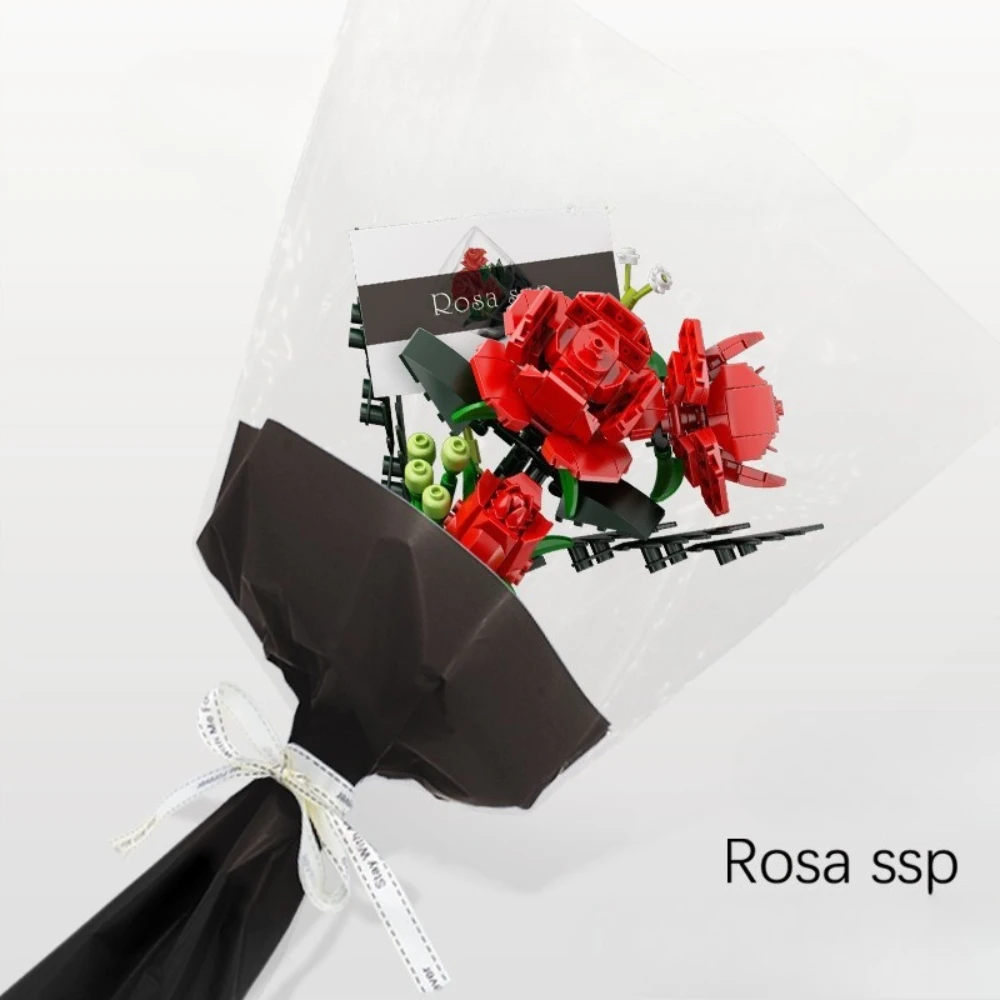 MOC ブルーミングブルーレッド悪魔ローズフラワービルディングブロックセット結婚式不滅のおもちゃ子供の誕生日バレンタインデーのギフト