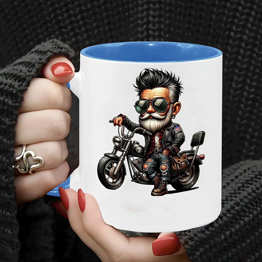 [Customized Mug 1pc] with'locomotive, Fashion Sunglasses Grandpa 'pattern Ceramic Cup, Grandpa, Dad Coffee Cup, Double-sided High Definition Printing, Machine Washable, High Temperature Resistant, Reusable, Suitable for Valentine's Day, Father's Day, Than