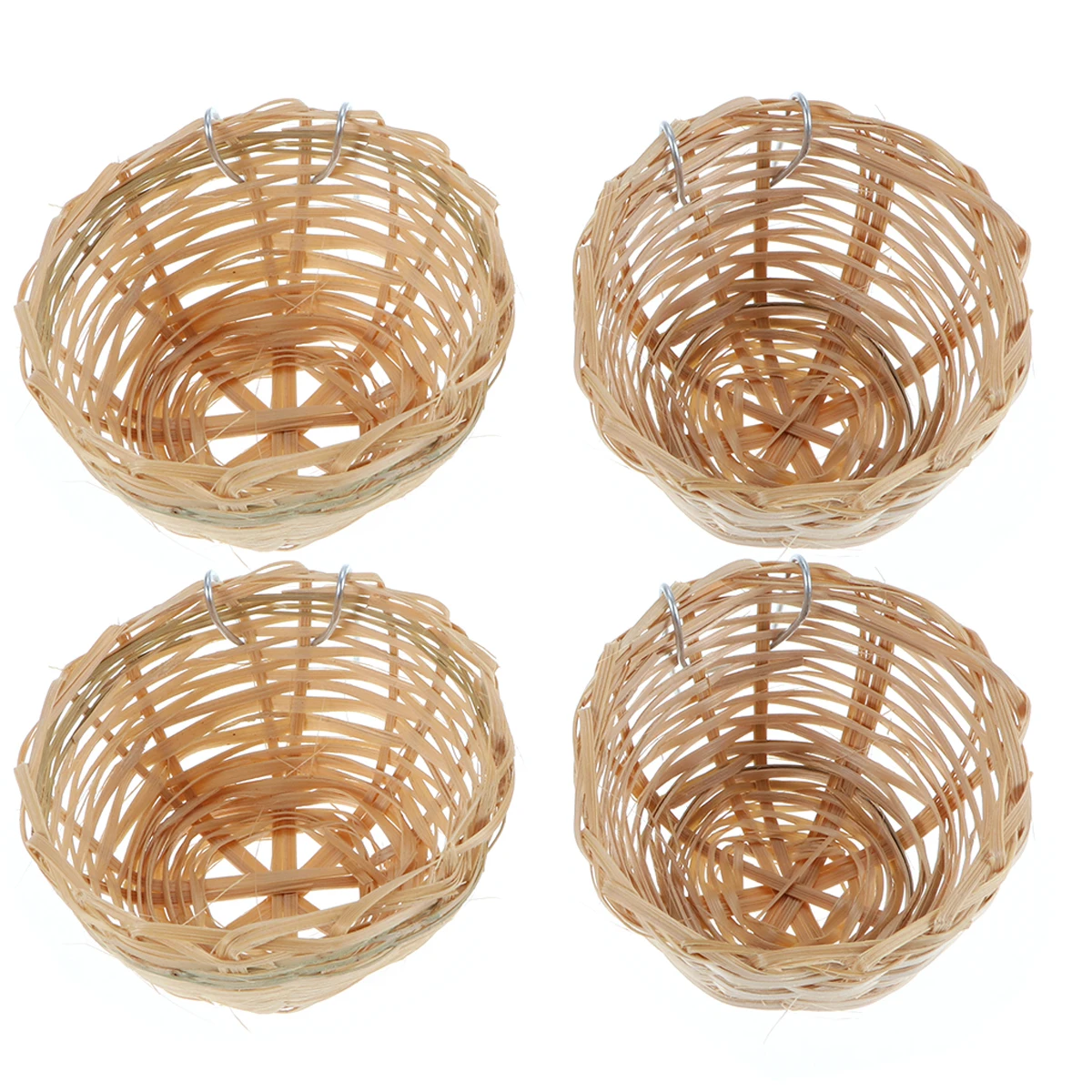 

4pcs Bamboo Bird Nest Handmade Hanging Rustic Decor Feeling Cozy Little Nest Garden Supplies Accessories House