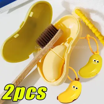 二合一可愛香蕉造型健行露營牙刷蓋收納盒便攜式牙刷架旅行必備牙膏保護蓋 10 最佳銷售 旅行牙刷架 - №8