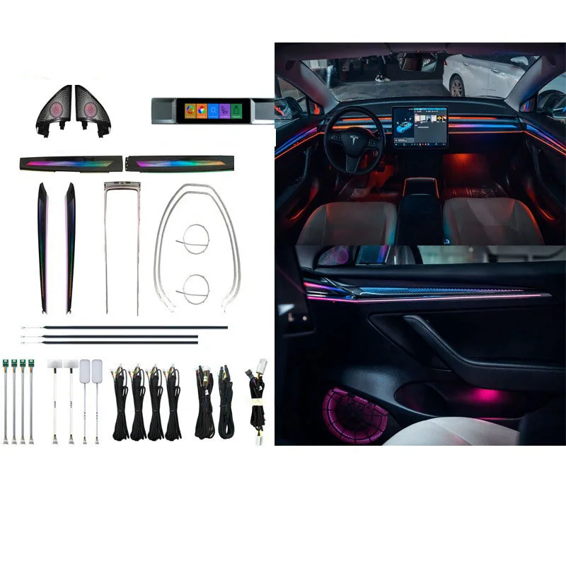 For Tesla Model 3 Y Seat Backrests Ambient Lighting Modification Car Accessories Interior Decorative App Control Strip Light