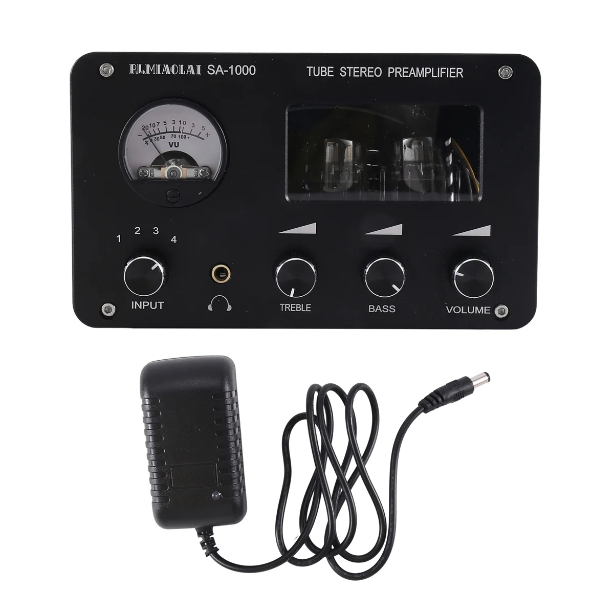 Pré-amplificador de tubo audiophile pop, pré-amplificador hifi de 4 entradas e 2 saídas com medidor de nível vu integrado, amplificador de ajuste de graves altos eua