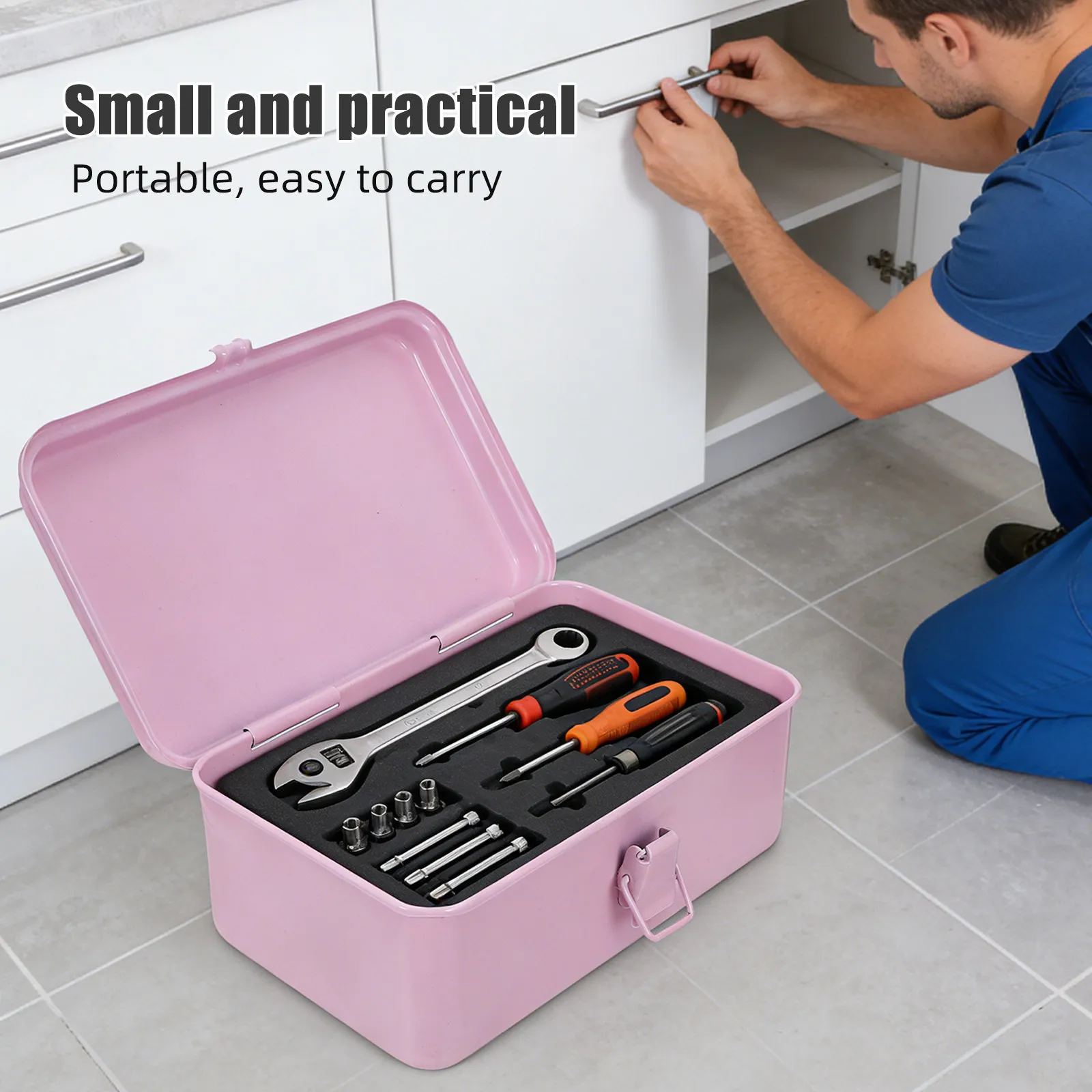 

Прочный металлический ящик для хранения инструментов для гаража и мастерской, органайзер для тяжелых инструментов, портативный контейнер для хранения