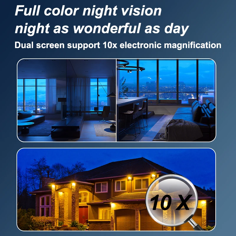 3MP التكبير 10X عدسة مزدوجة كاميرا مراقبة للمنزل اللاسلكية 1080P HD كشف الحركة في الهواء الطلق اللاسلكية واي فاي كاميرا مراقبة بالدوائر التليفزيونية المغلقة
