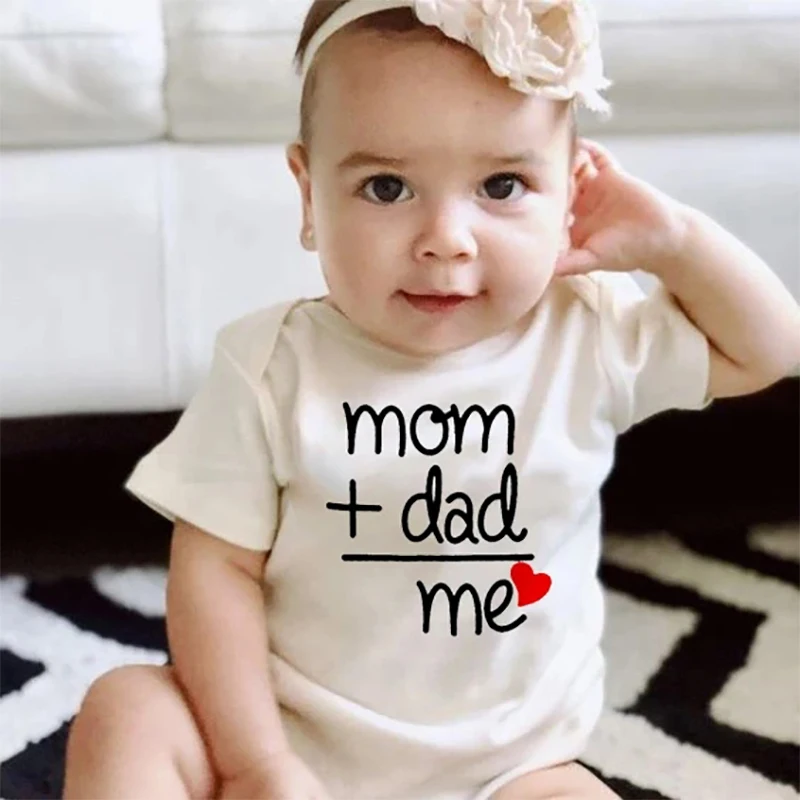 Mom Plus Dad Equals Me Baby Romper Clothes Boy Girl Newborn Bodysuit Toddler Infant Funny Cute Rompers Jumpsuit Outfits