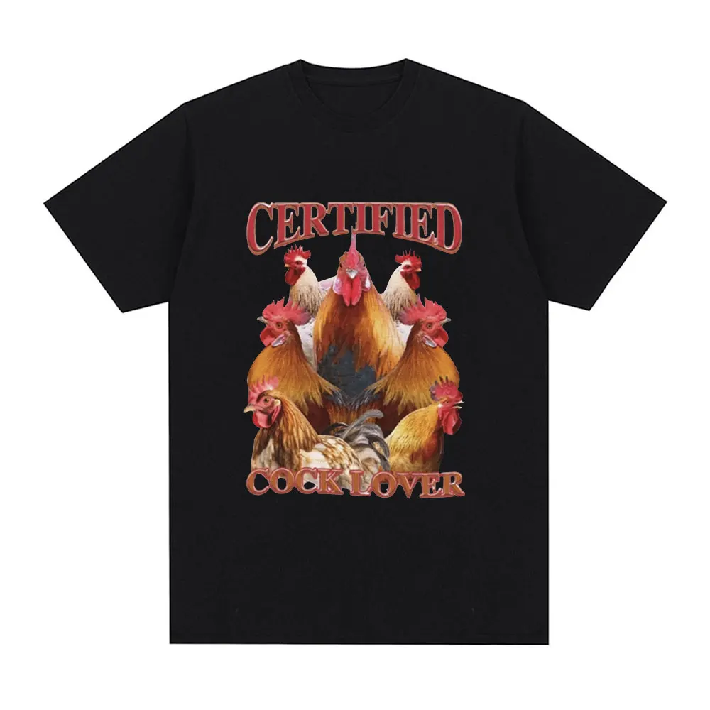 Certified Cock Lovers T-shirt Funny Chicken Meme T Shirt Men Women Cotton Casual Short Sleeve Oversized Family Tee Streetwear