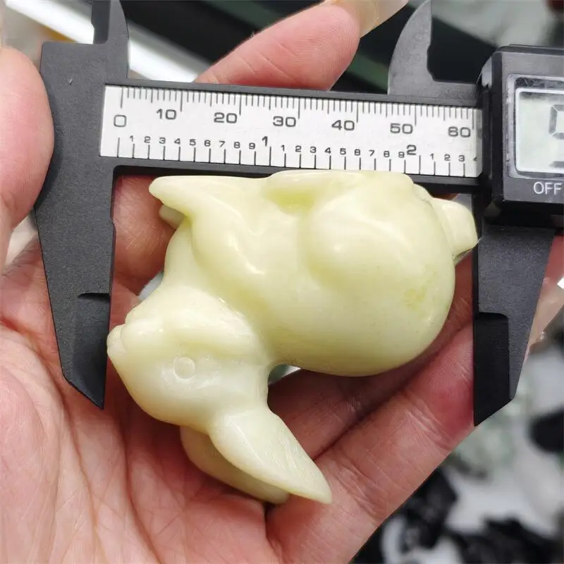 Natural Yellow Jade Rabbit Carving Healing Reiki Halloween Gift Festival Craft For Decoration 1pcs