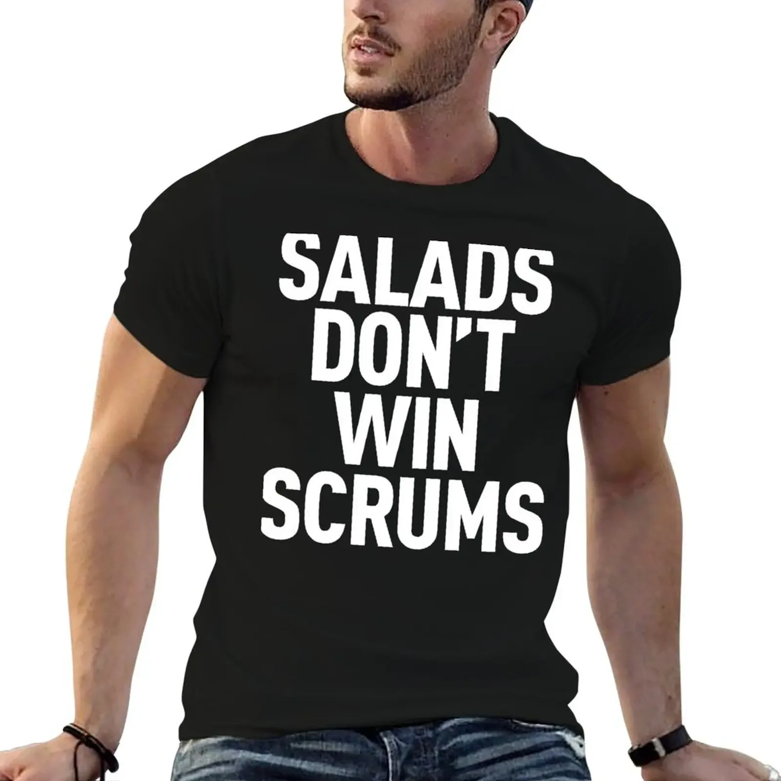 

Essential Funny rugby shirt, Salads don't win scrums plain T-Shirt hippie clothes valentines clothes t shirts for men pack