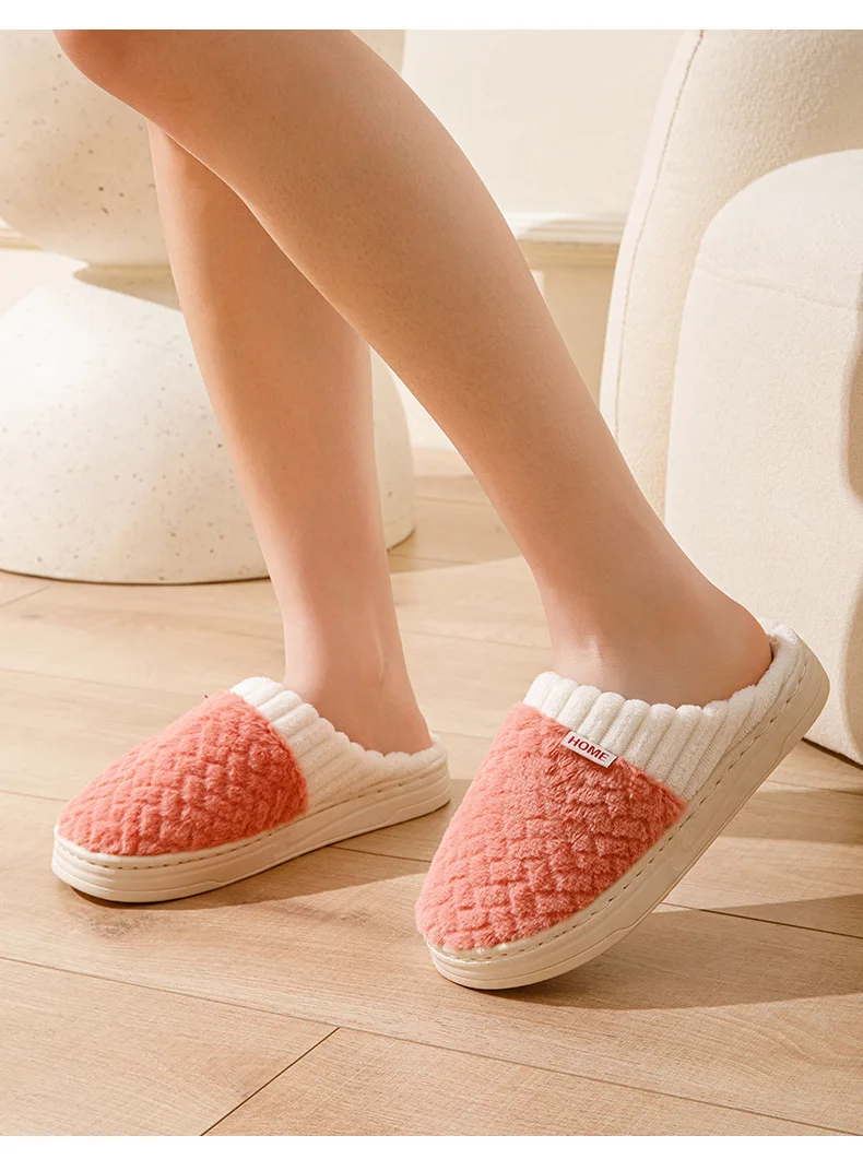 Kunstkaninchenfell-Hausschuhe für Damen und Herren – Plüsch-Winterhausschuhe mit dicker Sohle, Cloud Comfort Couple Slides für das Innenbereich – Detail 9