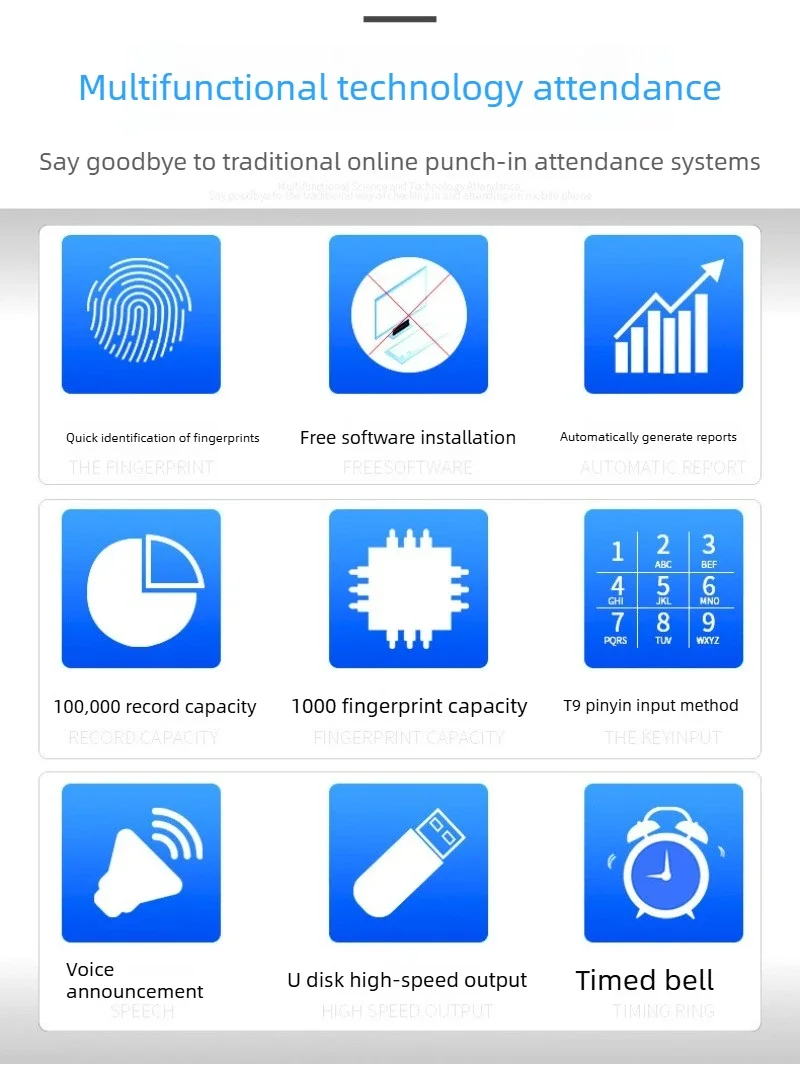 2026 Attendance Machine Commute Employee Intelligent 25 Foreign Languages Display Hand Fingerprint Check-in Report Clock in Mach