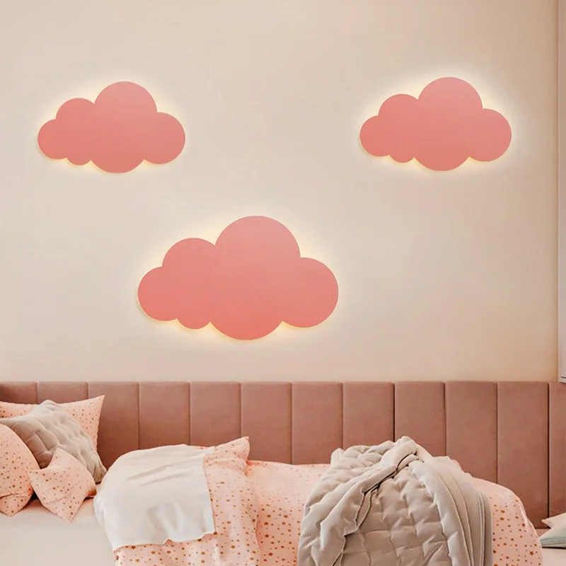 Lámpara de pared de nube nórdica Ins, lámpara de noche minimalista creativa, iluminación LED moderna y sencilla para habitación de niños y niñas