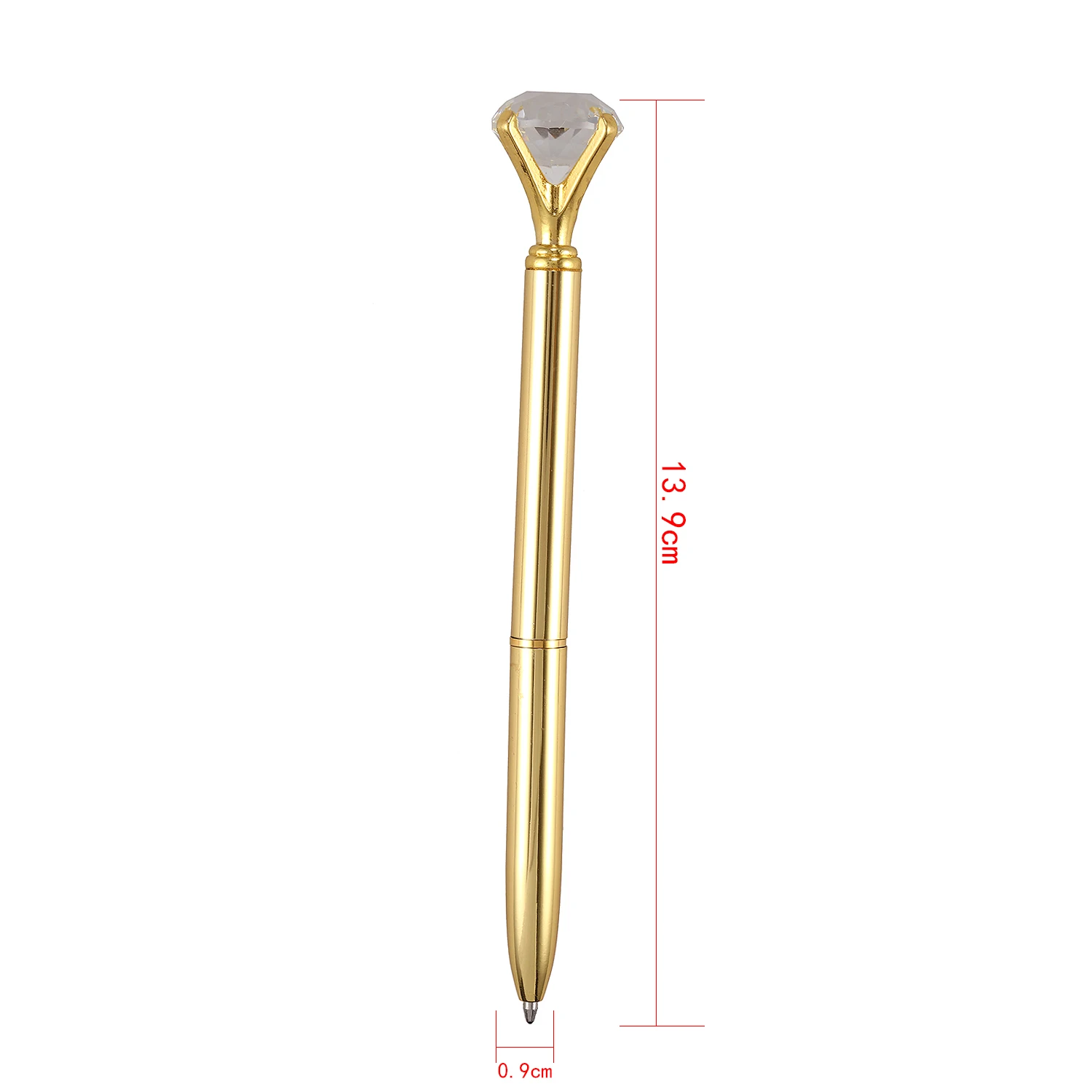 Kawaii Ballpoint Pen alloy Ball Pen With Large Diamond Black Refill Pen Fashion School Office Supplies, Gold